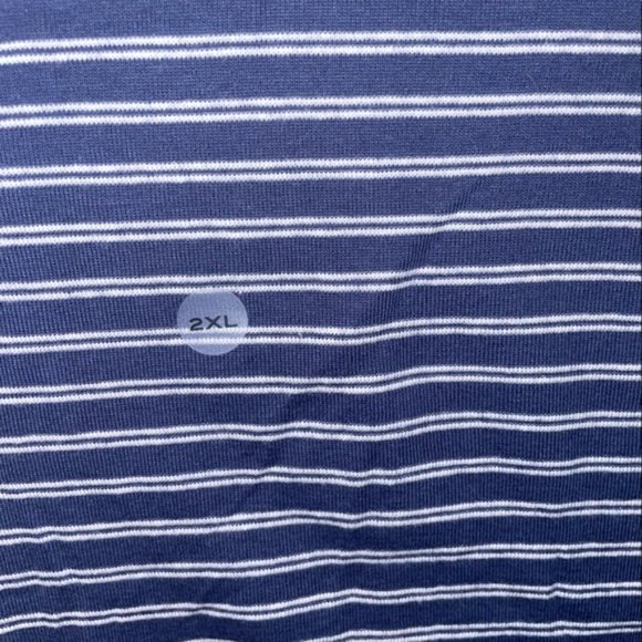 Eddie Bauer XXL Blue Striped V Neck Low Cut Short Sleeve T Shirt - Picture 3 of 6